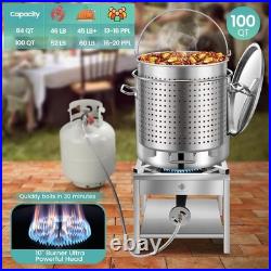 100QT Stainless Steel Seafood Boil Pot with 200,000BTU Propane Burner