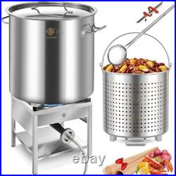 100QT Stainless Steel Seafood Boil Pot with 200,000BTU Propane Burner and Spoon