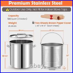 100QT Stainless Steel Seafood Boil Pot with 200,000BTU Propane Burner and Spoon