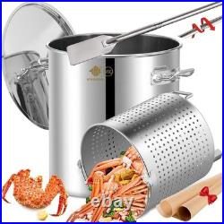 100QT Stainless Steel Seafood Boil Pot with Basket & 36 inch Large Mixing Paddle