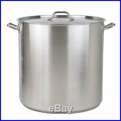 100 Quart Heavy-Duty Stainless Steel Stock Pot with Cover 3-Ply Clad