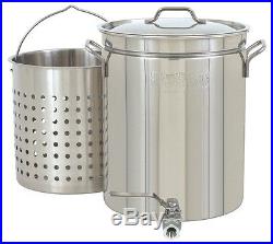 10Gal Stainless Steel Home Beer Brewing Pot Kettle Boil Brew Steam Basket Spigot