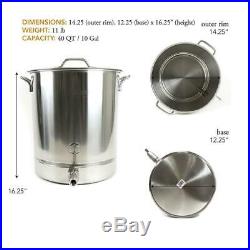 10 Gal. 40 Qt. Stainless Steel Beer Brew Kettle Stock Pot