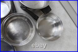 10 PC LUSTRE CRAFT LOT MULTI CORE Ply Stainless Steel COOKWARE LIDS VTG