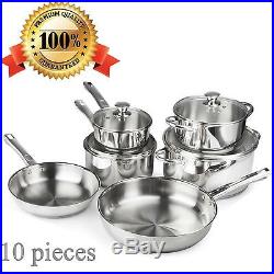 10 Pc Stainless Steel Cookware Set Sauce Pans Casserole Pan Frying Pan Stock Pot 10 Pc Stainless Steel Cookware Set Sauce Pans Casserole Pan Frying Pan Stock Pot
