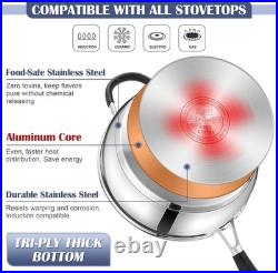 10-Piece Stainless Steel Cookware Set Induction Tri-Ply Base Pots and Pans