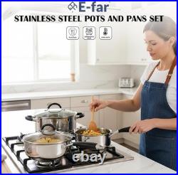 10-Piece Stainless Steel Cookware Set Induction Tri-Ply Base Pots and Pans