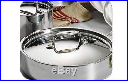 10-Piece Tri-Ply Clad Cookware Set, Stainless Steel Saute, Frying Pan, Stock Pot