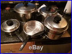 10pc LIFETIME Cookware T304CC CUSTOM DESIGNED Stainless Stock pot fry pan MORE