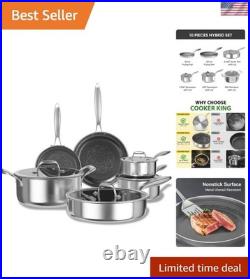 10pcs Pots and Pans Set Non Stick, Stainless Steel Cookware Set