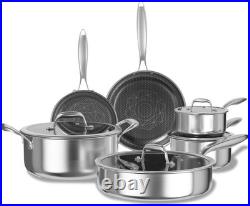 10pcs Pots and Pans Set Non Stick, Stainless Steel Cookware Set
