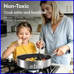 10pcs Pots and Pans Set Non Stick, Stainless Steel Cookware Set