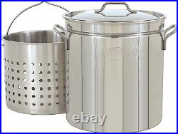 1160 62-Qt Stainless Stockpot With Stainless Perforated Basket Features Heavy Weld