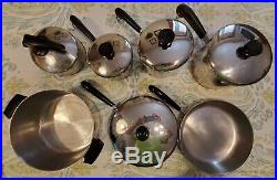 11 pc Set Revere Ware Stainless Copper Bottom Pans, Pots, Stockpot, Lids, Kettle