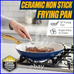 12 Pc Nonstick Ceramic Cookware Set with Steamer Easy Clean