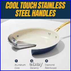 12 Pc Nonstick Ceramic Cookware Set with Steamer Easy Clean
