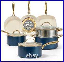 12 Pc Nonstick Ceramic Cookware Set with Steamer Easy Clean
