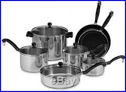 12-Piece Cookware Set Stainless Steel Sauce Pan Pot Stock Sautee Skillet Frying