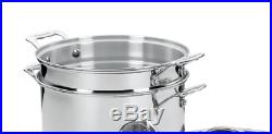 12 Qt Covered Stock Pot Cooker Pasta Insert Steamer Basket Home Kitchen Cookware