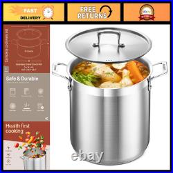 12 Quart Stainless Steel Stockpot with Lid, Durable, Even Heating, Oven Safe to