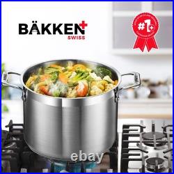 12 Quart Stainless Steel Stockpot with Lid, Durable, Even Heating, Oven Safe to