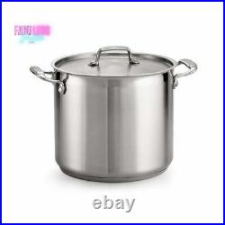 12 qt. Stainless Steel Stock Pot with Lid Dishwasher Safe Tri-Ply Kitchen Cookware