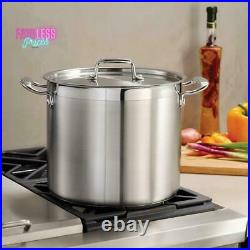 12 qt. Stainless Steel Stock Pot with Lid Dishwasher Safe Tri-Ply Kitchen Cookware