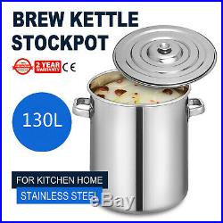 137.5QT Stainless Steel Stock Pot Brewing Beer Kettle With Lid Oven Safe Kitchen
