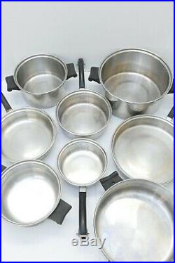 13 Piece Set Saladmaster 18-8 Tri-Clad Stainless Steel Cookware with Vapo Lids