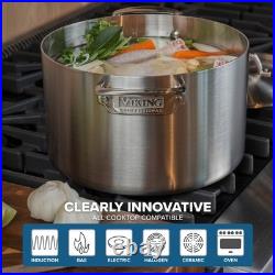 13-Piece Stainless Steel Cookware Set, 3-Ply Pots & Pans, Glass Lids, Strainer