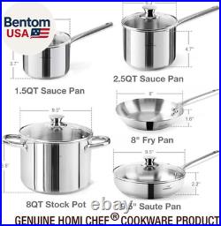 14-Piece Nickel Free Stainless Steel Cookware Set Nickel Free Pots and Pans Se