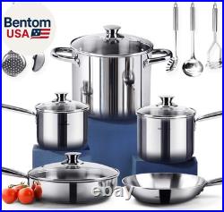 14-Piece Nickel Free Stainless Steel Cookware Set Nickel Free Pots and Pans Se