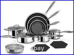 14-Piece Nonstick Hybrid Hex Cookware Set Induction & Oven Safe, PFOA Free