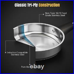 14-Piece Stainless Steel Cookware Set for Induction Non-Toxic Pots, Pans, Glas