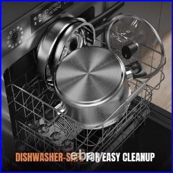 14-Piece Stainless Steel Cookware Set for Induction Non-Toxic Pots, Pans, Glas