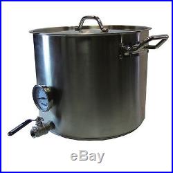 15 GALLON (60qt) STAINLESS STEEL HOMEBREW KETTLE STOCK POT with VALVE & THERM
