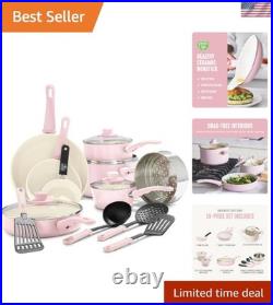 16 Piece Nonstick Cookware Set, Soft Grip Non-Toxic PFAS-Free Ceramic Pots &