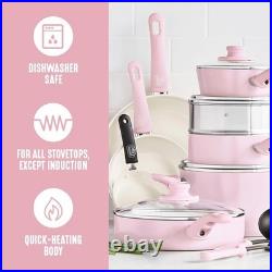 16 Piece Nonstick Cookware Set, Soft Grip Non-Toxic PFAS-Free Ceramic Pots &