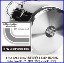 16 Quart Healthy Stainless Steel Stock Pot with Glass Lid