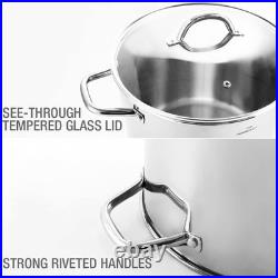16 Quart Healthy Stainless Steel Stock Pot with Glass Lid