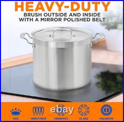 16-Quart Heavy Duty Stainless Steel Stockpot with Lid Dishwasher Safe