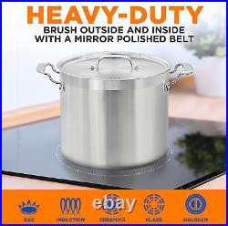 16-Quart Stainless Steel Stockpot 18/8 Food Grade Heavy Duty Large Stock Pot &