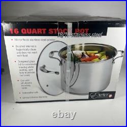 16 Quart Stock Pot w Lid 18/10 Professional Grade Tri-Ply Stainless Steel S