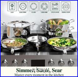 17Pcs 5 Ply Clad Stainless Steel Cookware Set with Lids, Heavy Duty Pots and