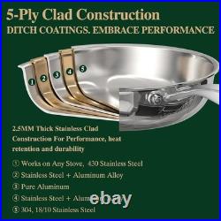 17Pcs 5 Ply Clad Stainless Steel Cookware Set with Lids, Heavy Duty Pots and