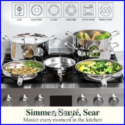 17Pcs 5 Ply Clad Stainless Steel Cookware Set with Lids, Heavy Duty Pots and Pan