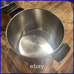 1801 REVERE WARE COPPER CLAD STAINLESS 8 AND 10 qt STOCKPOT WithLID EXCELLENT COND