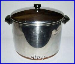 1801 REVERE WARE Early Stainless Steel+Copper Clad STOCK POT (16 Qt) Rome, NY