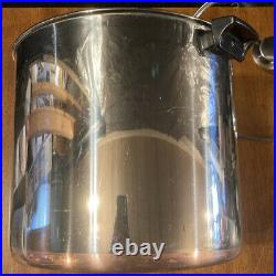 1801 Revere Ware 20 Qt Stainless Stock Pot Copper Clad Rome NY with Glass Lid