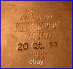 1801 Revere Ware 20 Qt Stainless Stock Pot Copper Clad Rome NY with Glass Lid